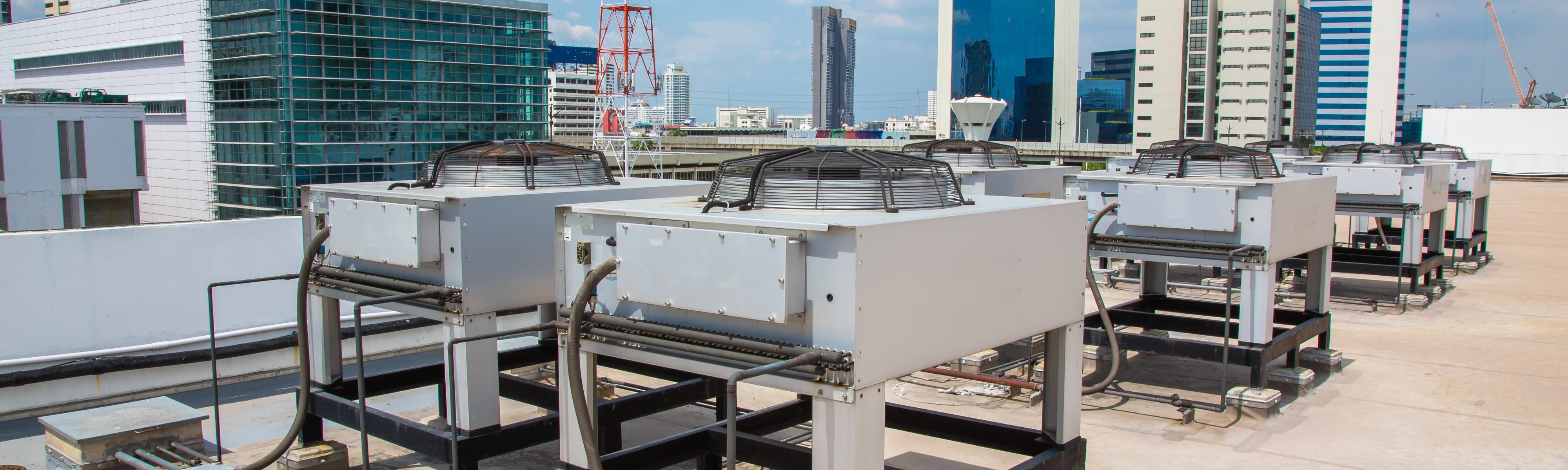Commercial HVAC equipment on a roof.